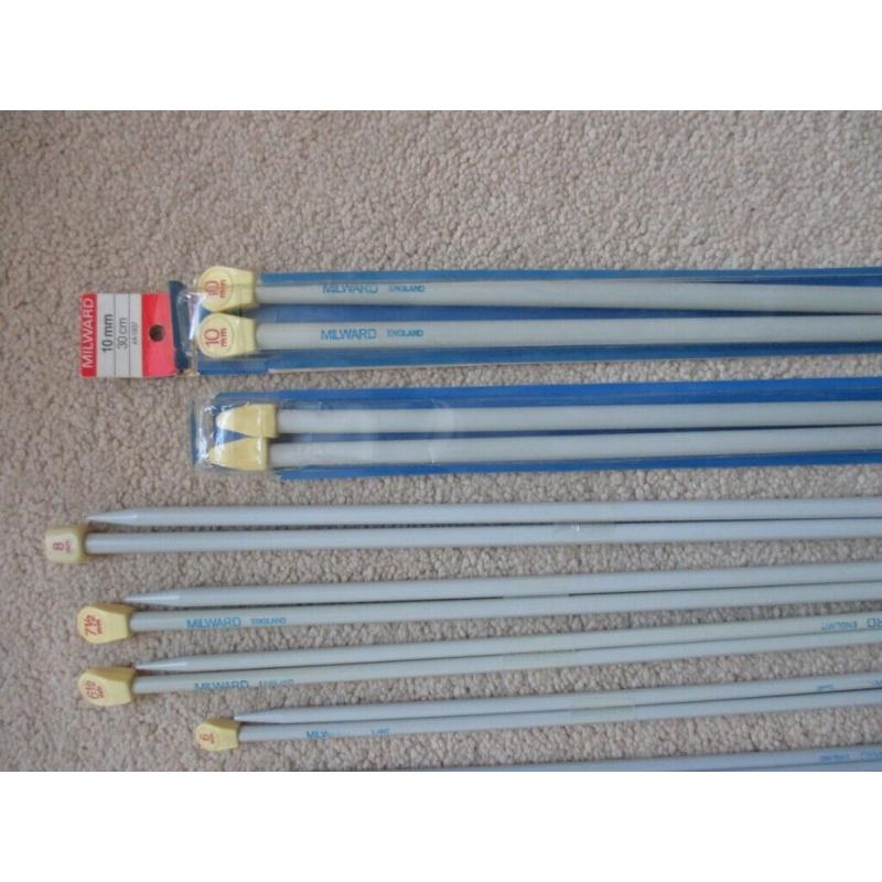 SET OF 14 PAIRS OF MILWARD METRIC KNITTING NEEDLES FROM 2 3/4mm to 10mm