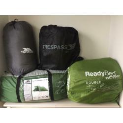 TRESPASS 8 MAN 2 ROOM TUNNEL TENT WITH BEDDING