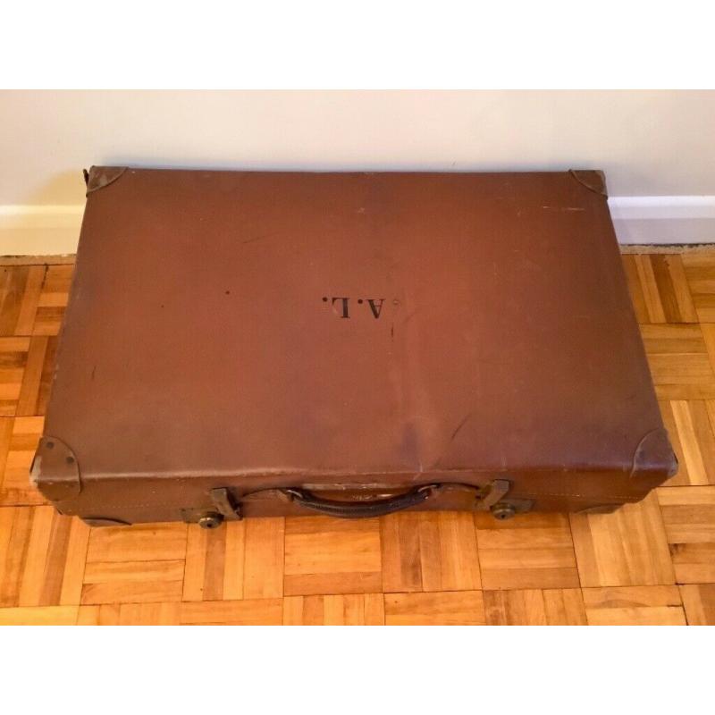 Set of 3 Vintage Brown Leather Suitcases, perfect for storage, props and interior design display