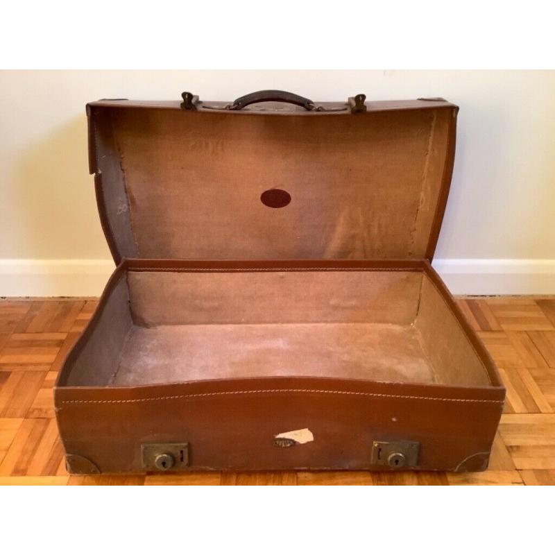 Set of 3 Vintage Brown Leather Suitcases, perfect for storage, props and interior design display