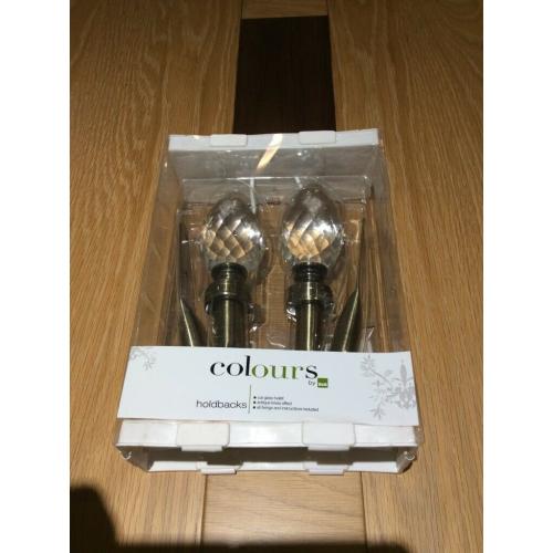 Set of cut glass curtain tie backs. good quality.
