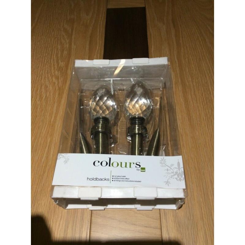 Set of cut glass curtain tie backs. good quality.