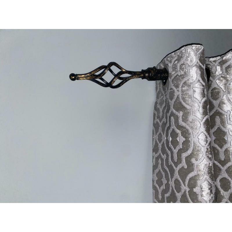 3.2m Curtain pole black with distressed gold effect