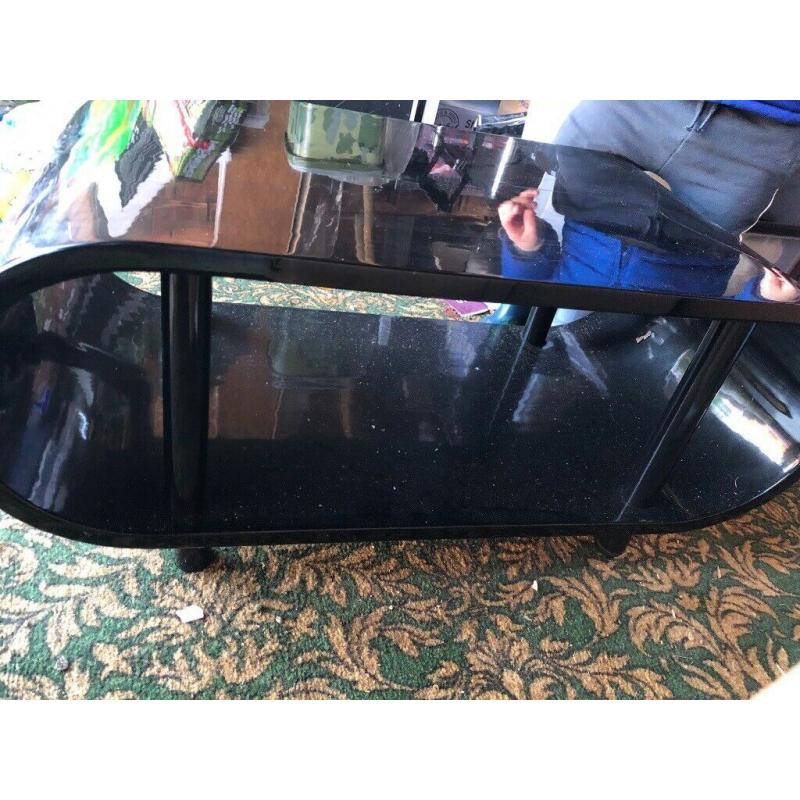 Black glass tv stand