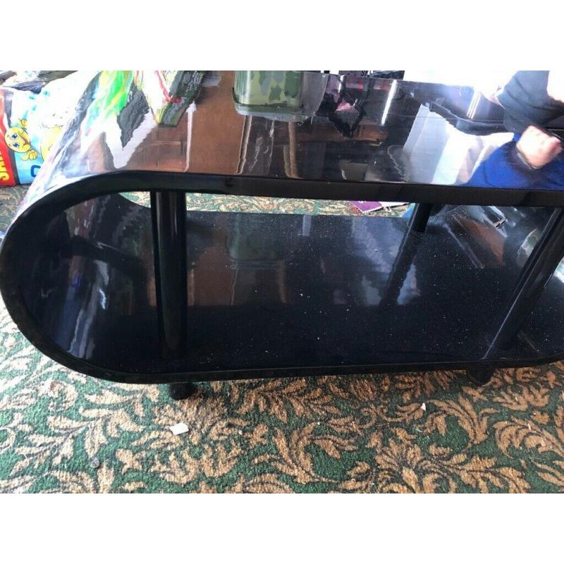 Black glass tv stand