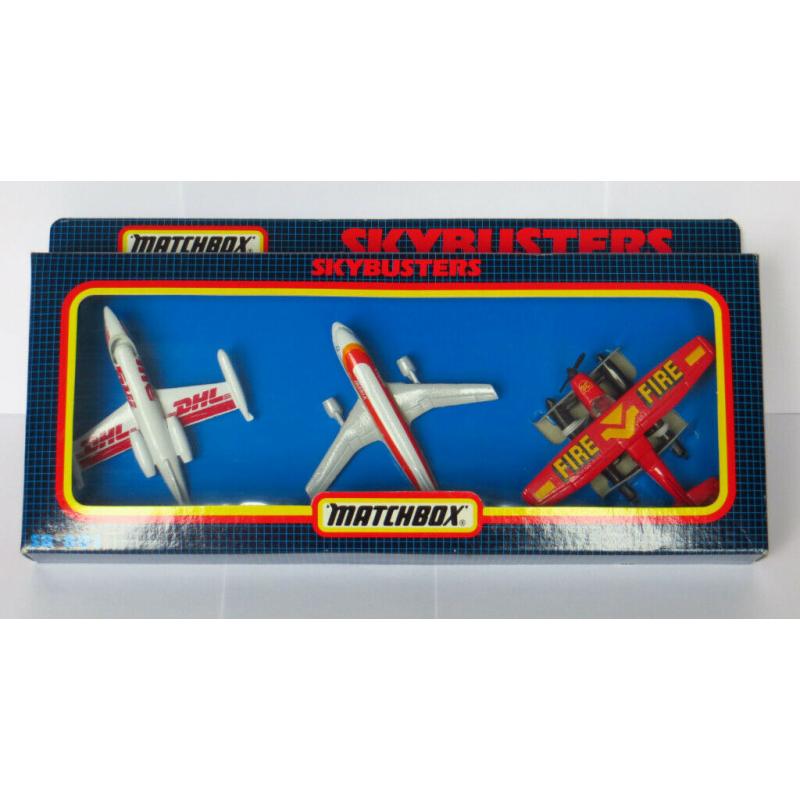 Diecast model planes - Matchbox Skybusters SB 801 DHL Learjet Iberia A300B Fire Cessna Floatplane