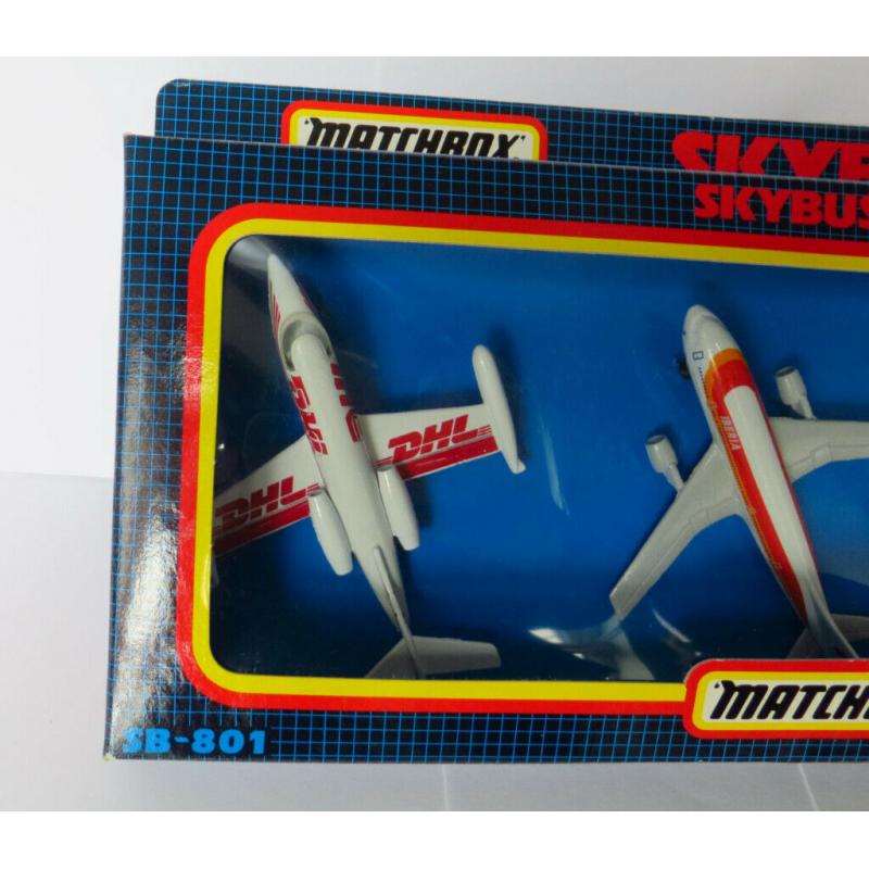 Diecast model planes - Matchbox Skybusters SB 801 DHL Learjet Iberia A300B Fire Cessna Floatplane