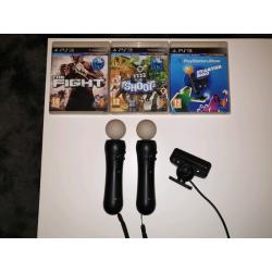 Playstation Move Controller Twin Pack + PS Camera and games