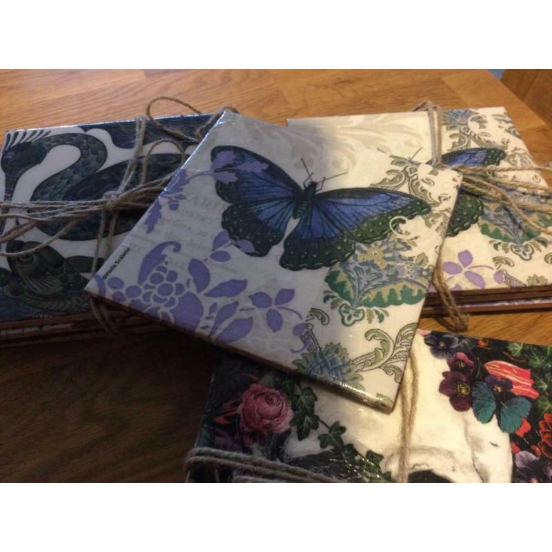 Decorated tiles sets of 4