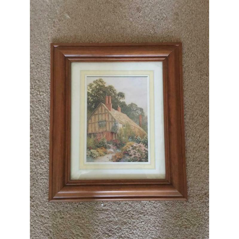 Pretty cottage picture for sale in wood frame