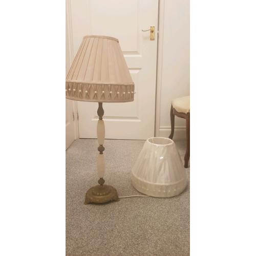 Gorgeous ornate marble and brass tall lamp.