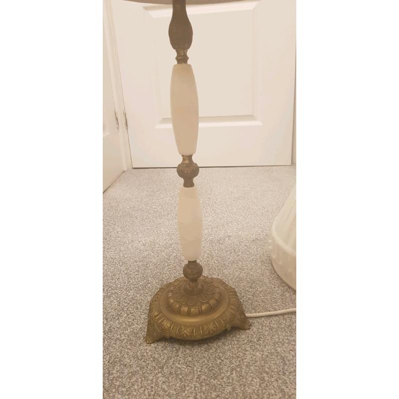 Gorgeous ornate marble and brass tall lamp.