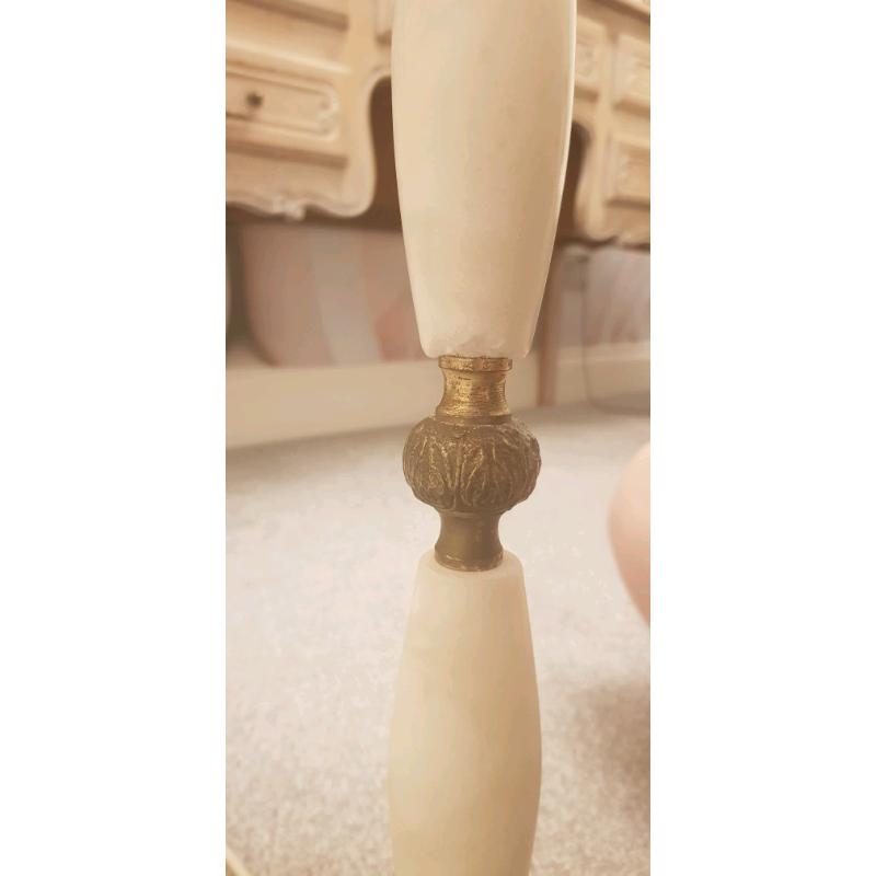 Gorgeous ornate marble and brass tall lamp.