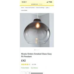 Black smoke glass pendant light shade