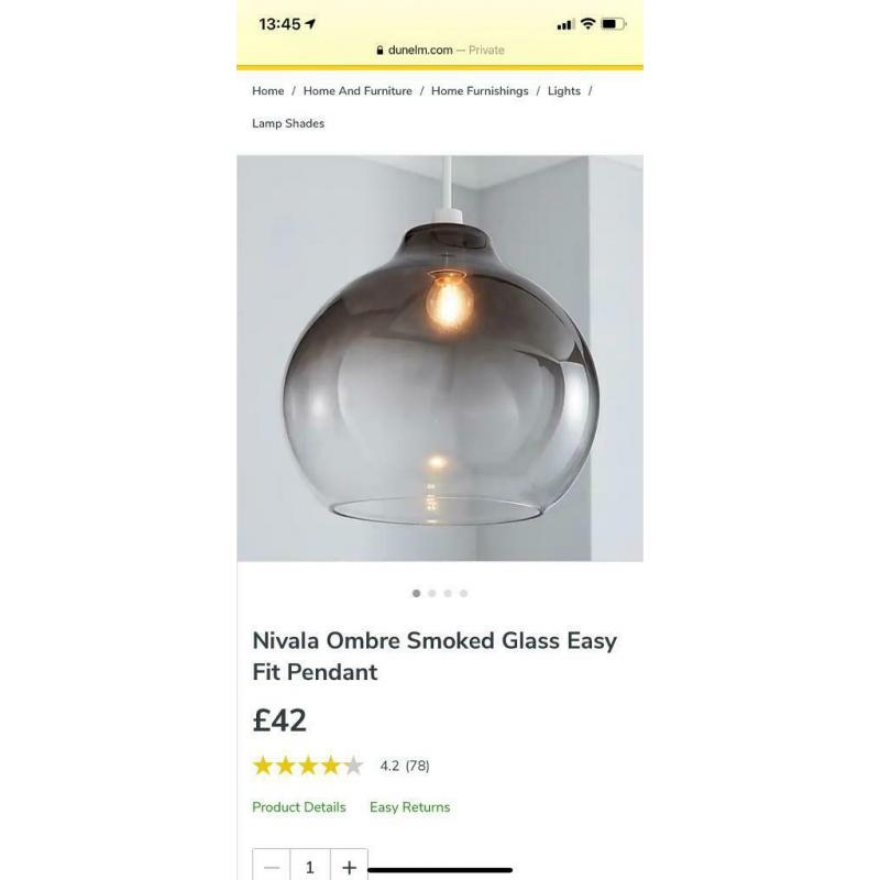 Black smoke glass pendant light shade
