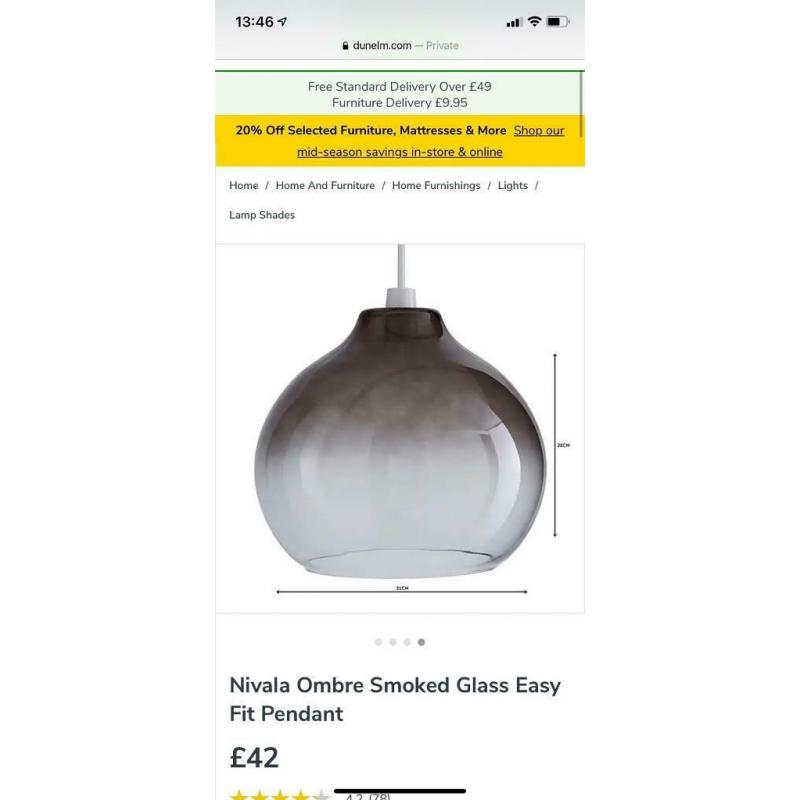 Black smoke glass pendant light shade