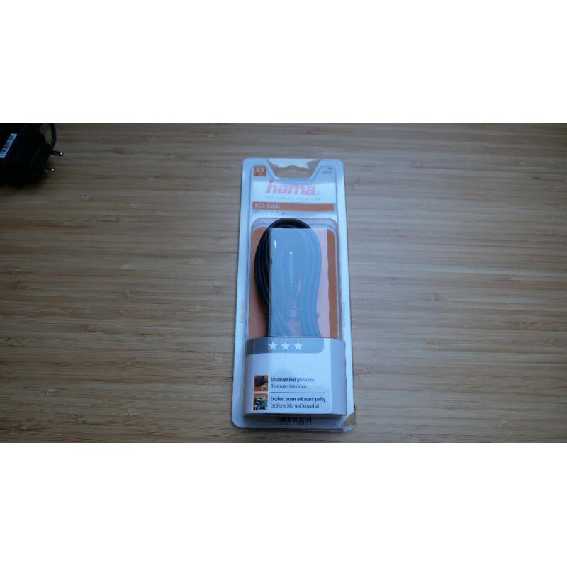 Hama RCA Cable --- 1.5m Cinch Cable --- 3 Plugs --- BRAND NEW --- Never Used