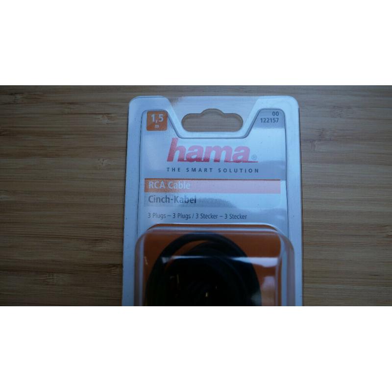 Hama RCA Cable --- 1.5m Cinch Cable --- 3 Plugs --- BRAND NEW --- Never Used