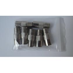 x7 NEW Coax Female Plug F Connecter Socket to Adaptors Screw Twist Aerial TV Video RF Nickel Plated