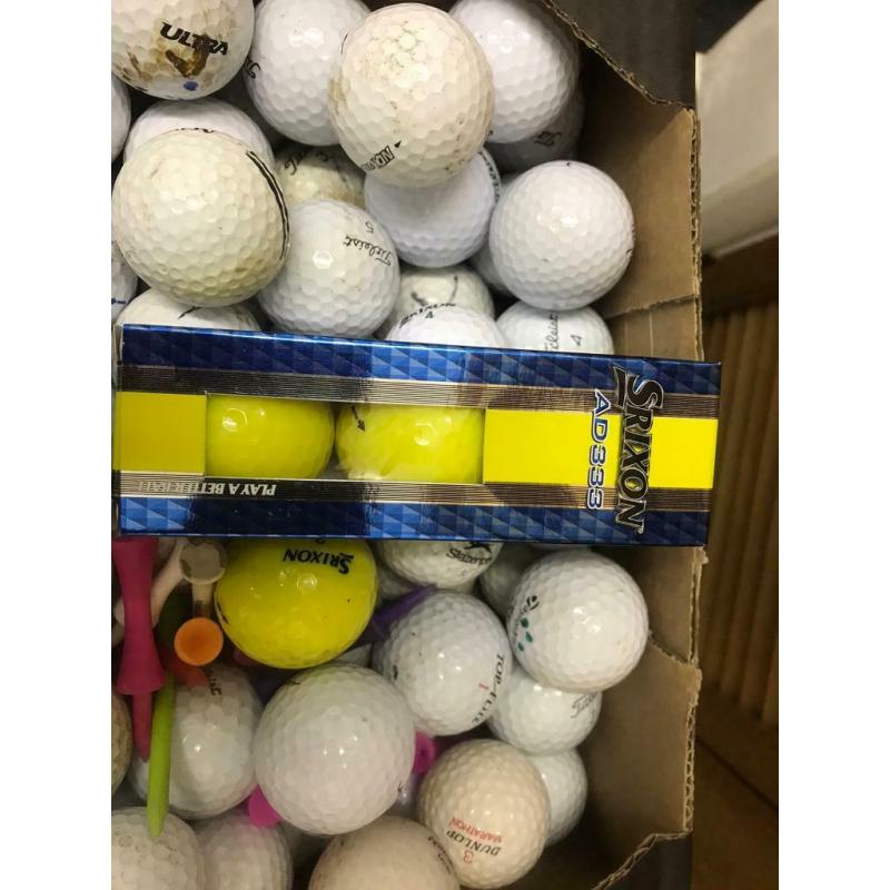 Golf balls job lot over 60, inc 3 new yellow Srixon AD333