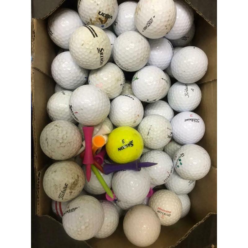 Golf balls job lot over 60, inc 3 new yellow Srixon AD333
