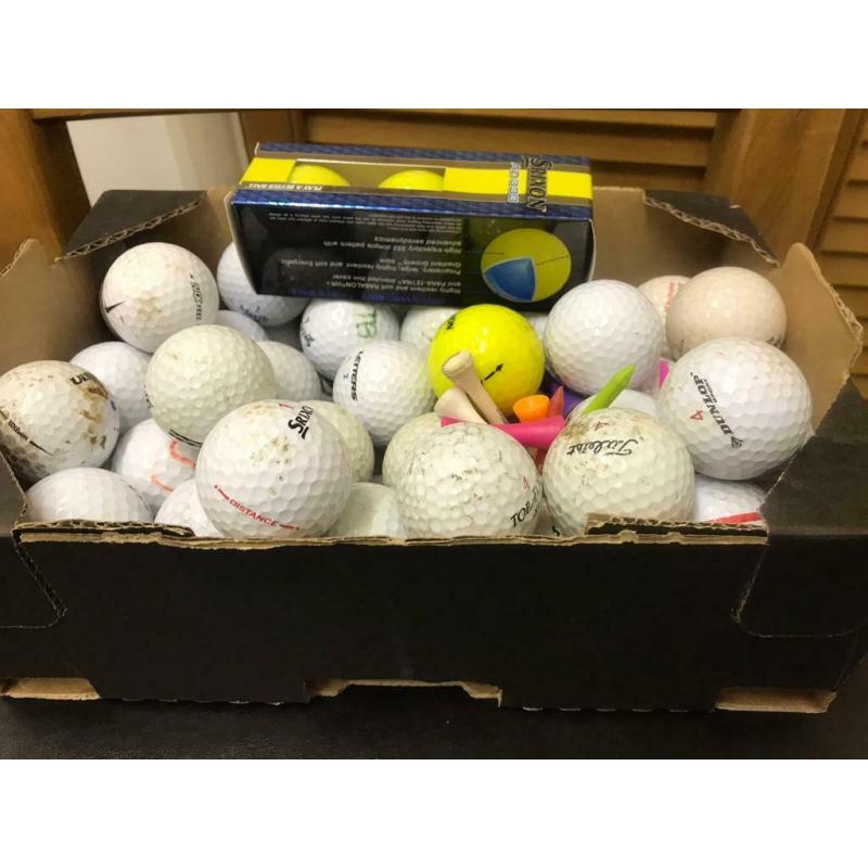 Golf balls job lot over 60, inc 3 new yellow Srixon AD333