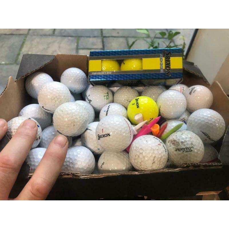 Golf balls job lot over 60, inc 3 new yellow Srixon AD333