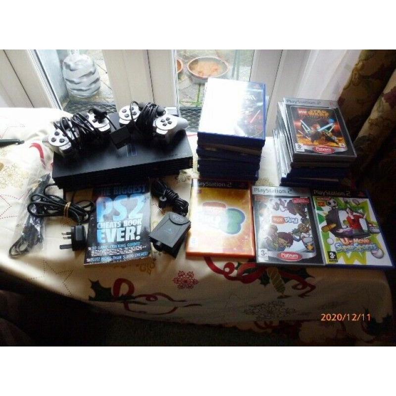 PLAYSTATION 2 BUNDLE CONSOLE & TWO CONTROLLERS& 20 PLAYSTATION 2 GAMES