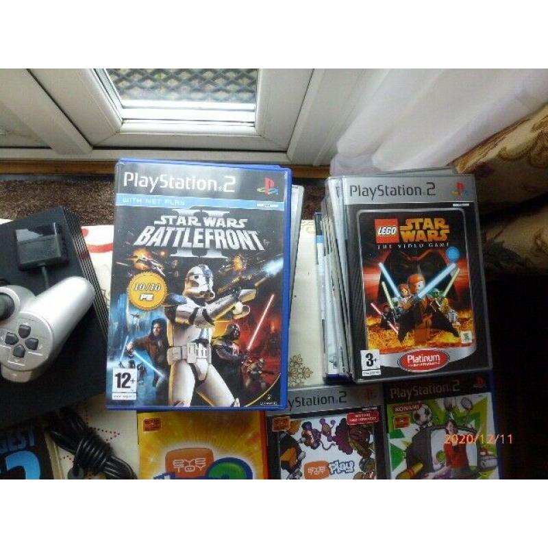 PLAYSTATION 2 BUNDLE CONSOLE & TWO CONTROLLERS& 20 PLAYSTATION 2 GAMES