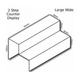 2 - Step Acrylic Plastic Retail Riser Counter Display Stands (300x90x75_