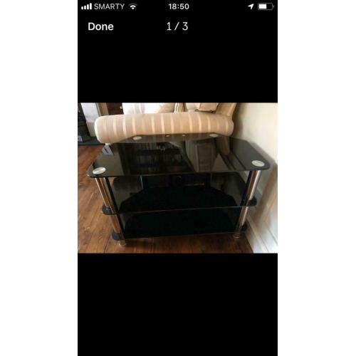 TV stand. As new in Chrome/Smoked Glass.