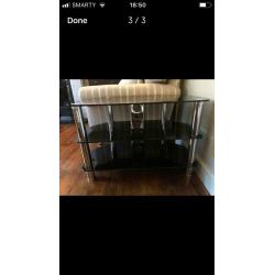 TV stand. As new in Chrome/Smoked Glass.
