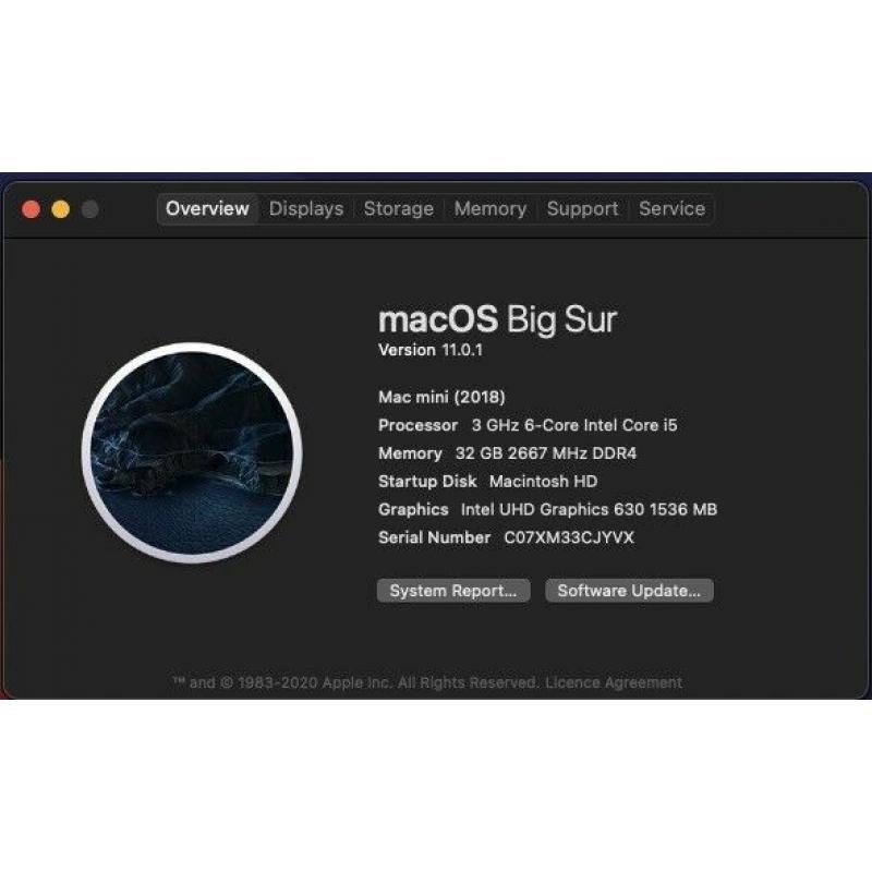 Mac Mini 2018 i5, 32GB Ram, 256 SSD