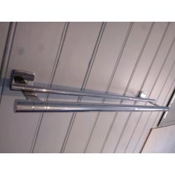 Chrome towel rail and toilet roll holder