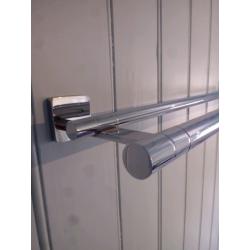 Chrome towel rail and toilet roll holder