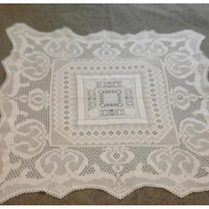 Table cloth, crotchet, square, vintage, retro