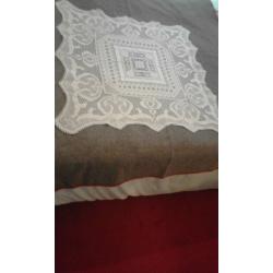 Table cloth, crotchet, square, vintage, retro