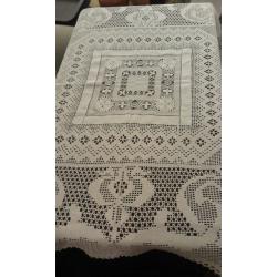 Table cloth, crotchet, square, vintage, retro