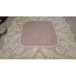 Vintage lace cut out table cloth