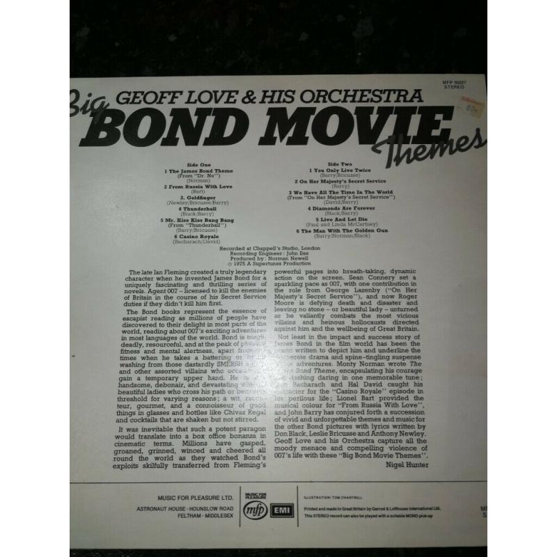 Big Bond Movie Themes vinyl lp