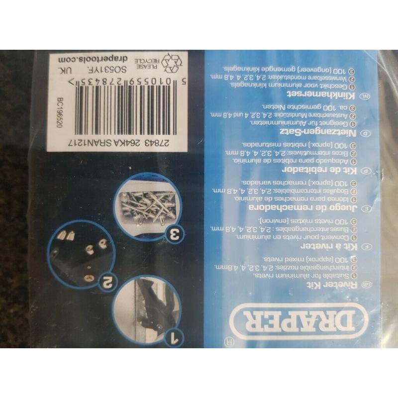 Draper? Hand Riveter Kit For Aluminium Rivets (27843). New in original packaging.