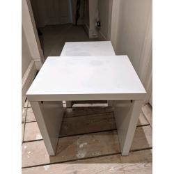 Stacking white side tables