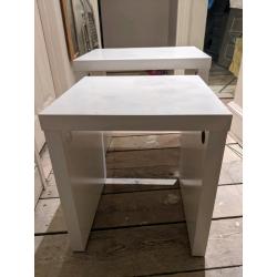 Stacking white side tables