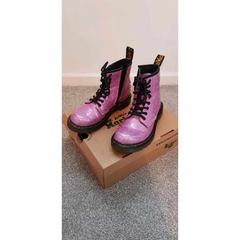 Girls Pink Glitter Dr Martens Boots