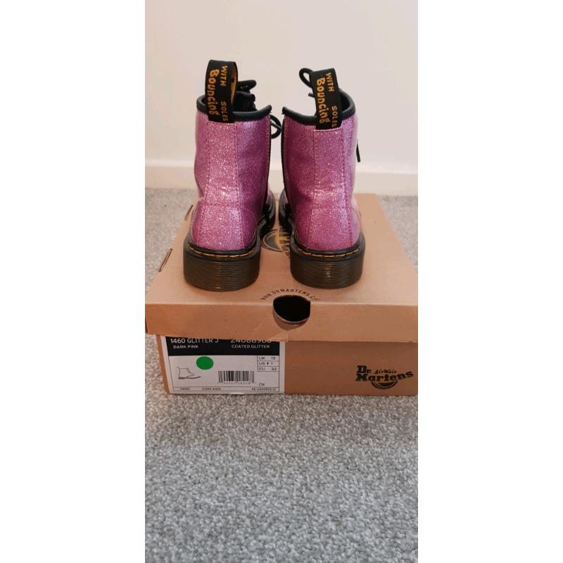 Girls Pink Glitter Dr Martens Boots