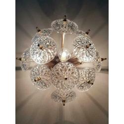 Mid century Sputnik dandelion glass brass gold chandelier ceiling light