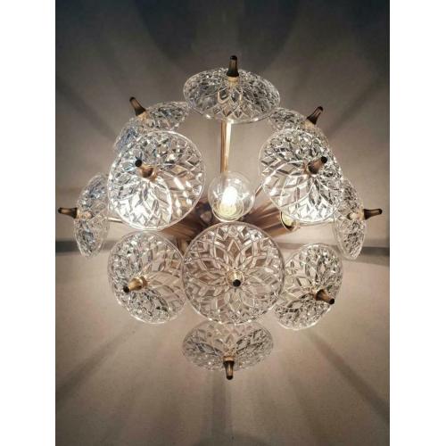 Mid century Sputnik dandelion glass brass gold chandelier ceiling light