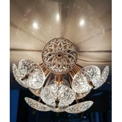 Mid century Sputnik dandelion glass brass gold chandelier ceiling light