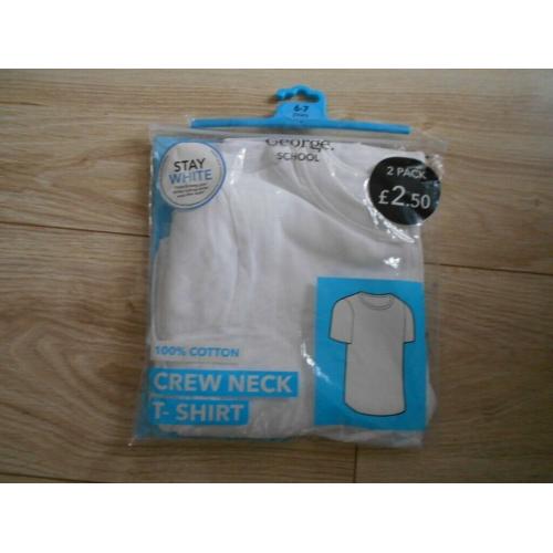 ***NEW*** 2 X WHITE T-SHIRTS SIZE 6-7 YEARS